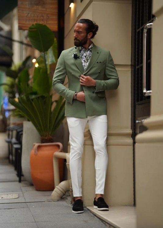 Mazonni Serra Green Slim Fit Combination Suit