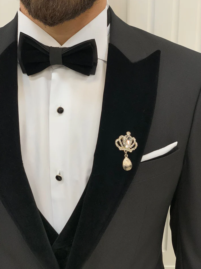 Mazonni Black Velvet Slim Fit Tuxedo