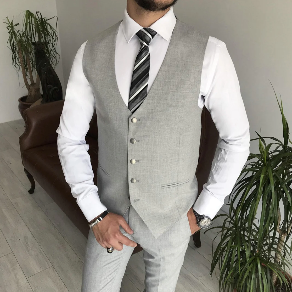 Mazonni Cagliari Grey Slim-Fit Suit 3-Piece