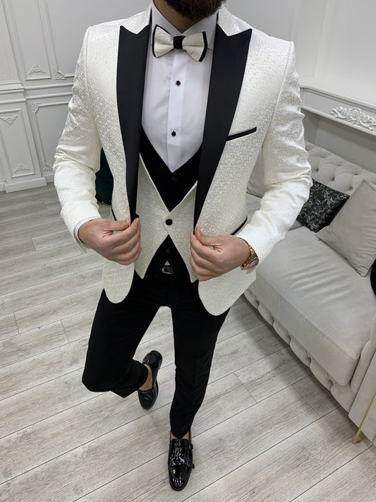 Mazonni Royal Dom White Slim Fit Tuxedo