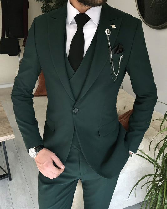 Mazonni Amato Slim Fit Dark Green Suit