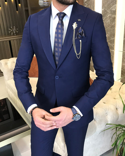 Mazonni Montreal Slim Fit Navy  Blue Suit