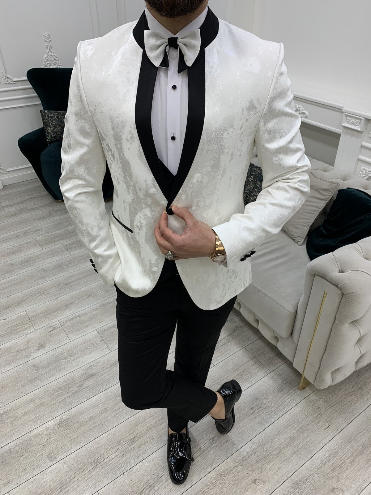 Mazonni Royal White Slim Fit Tuxedo