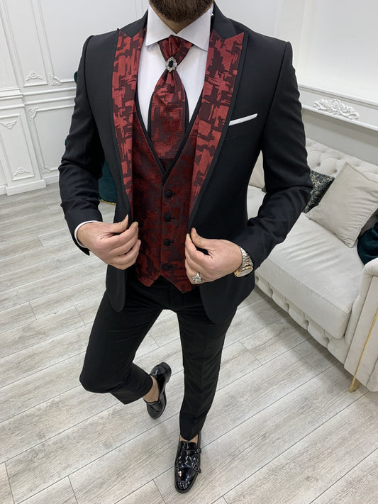 Mazonni Royal Red Slim Fit Tuxedo