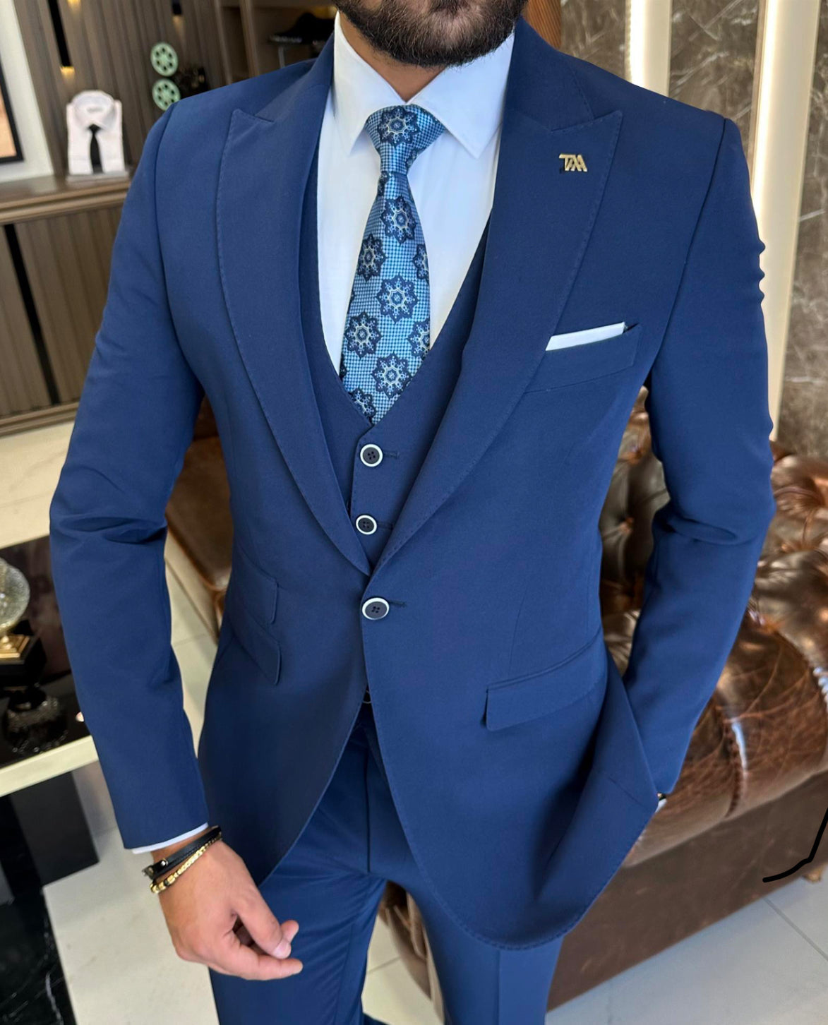 Mazonni Valencia Blue Slim Fit  Suit