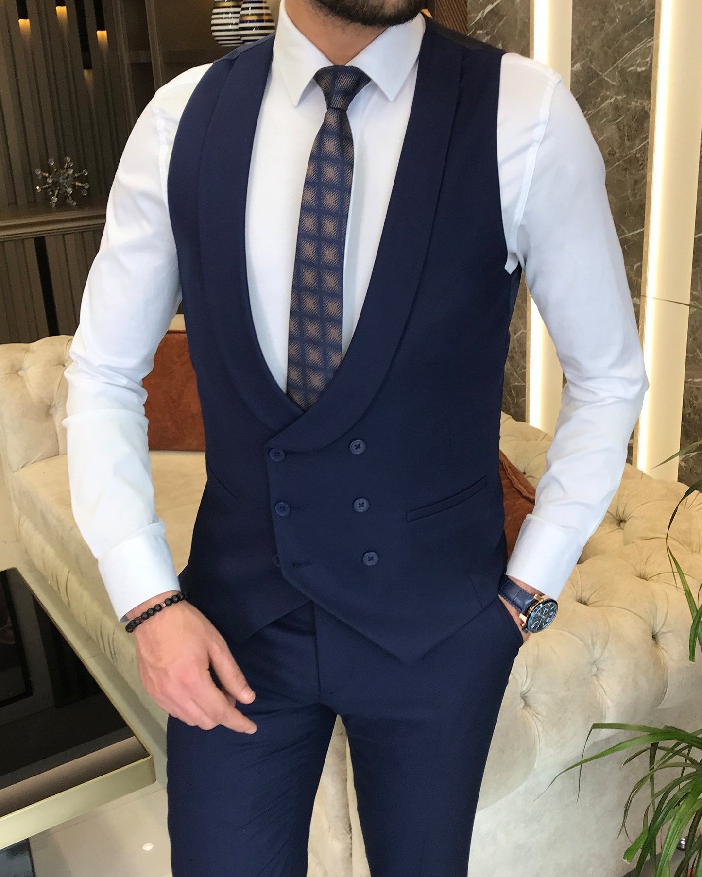 Mazonni Montreal Slim Fit Navy  Blue Suit