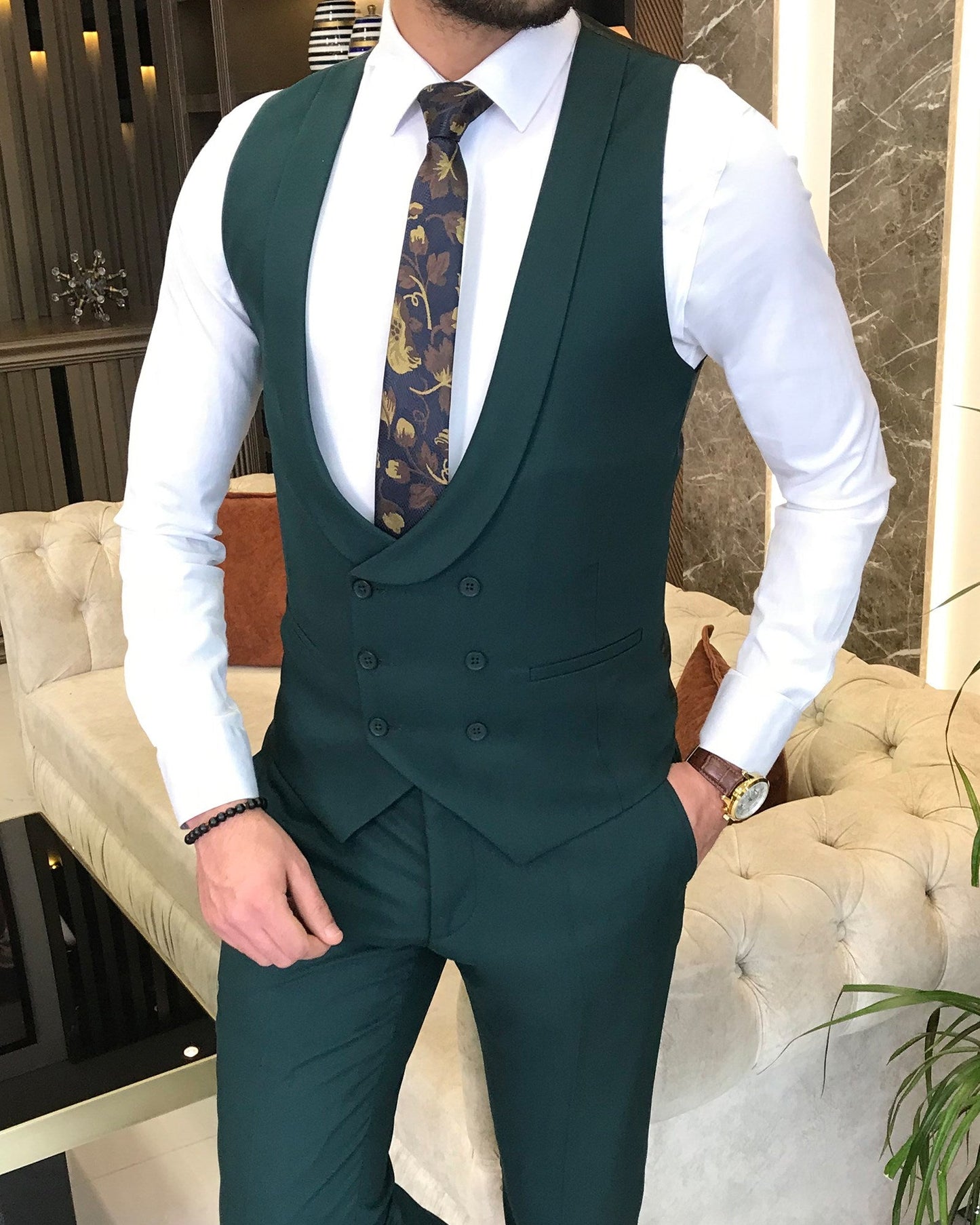 Mazonni Montreal Slim Fit Green Suit