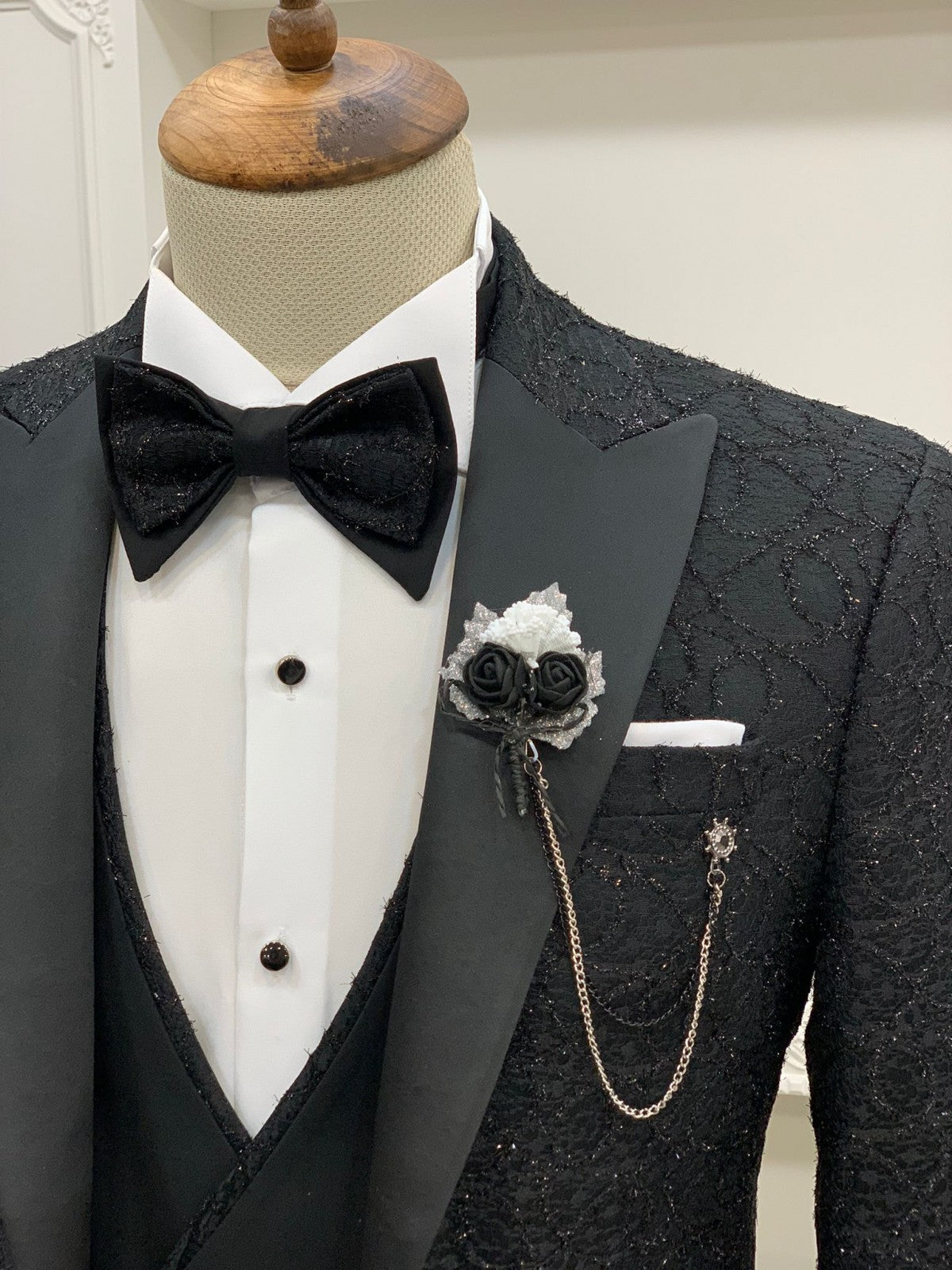 Partoni Diamond Black Slim Fit Tuxedo