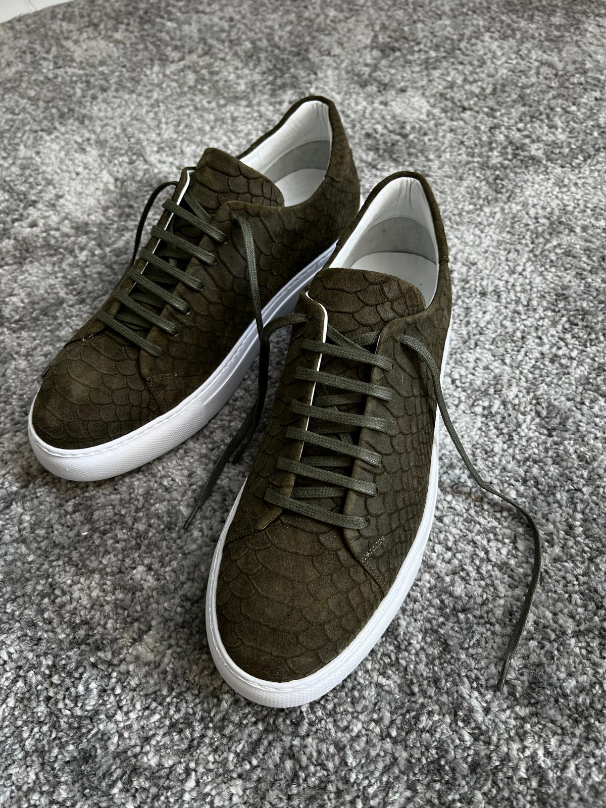 Mazonni Amato Special Edition Rubber Sole Suede Leather Khaki Sneakers