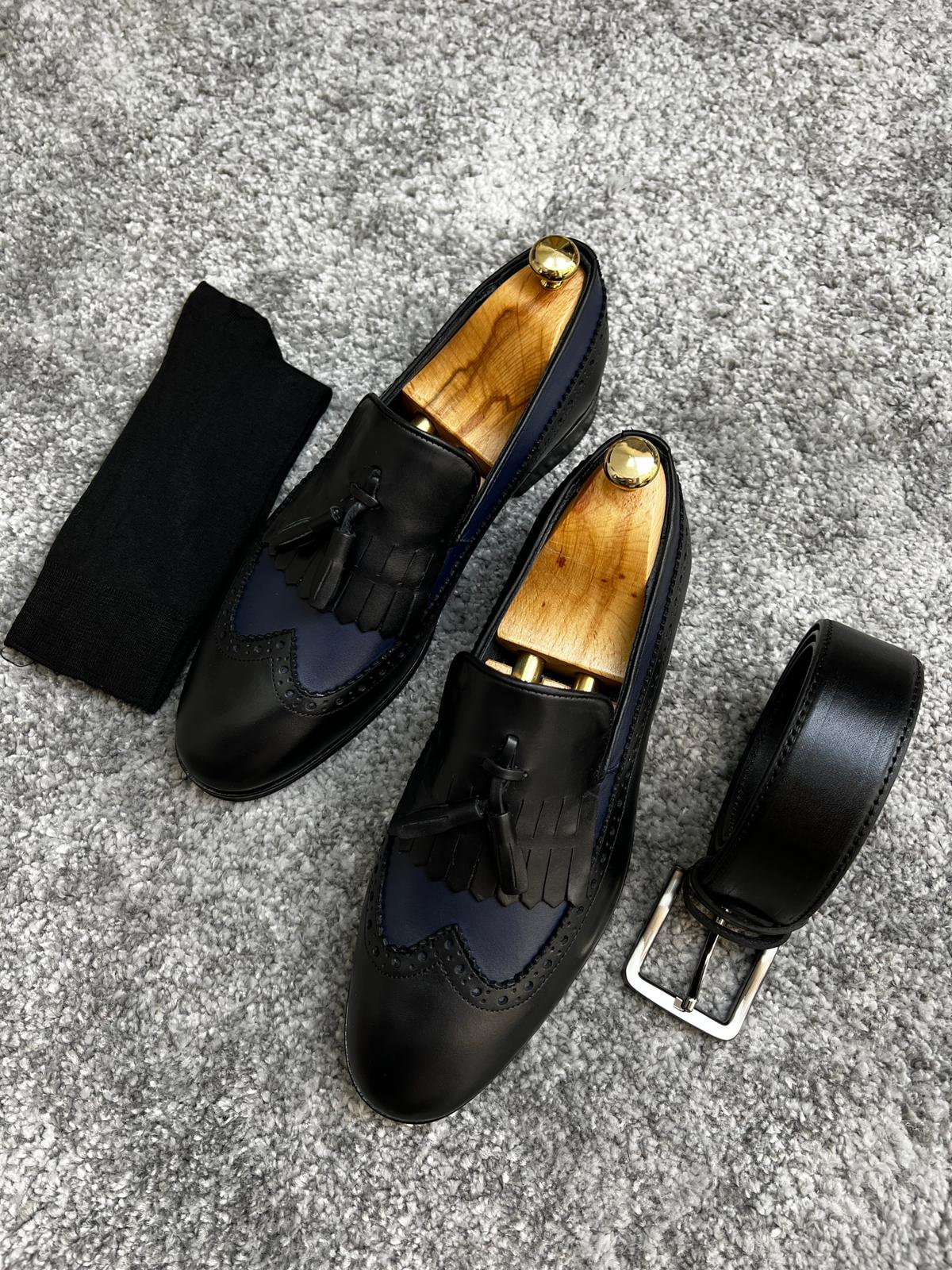 Madison Neolite Sole Tasseled Black & Navy Loafer