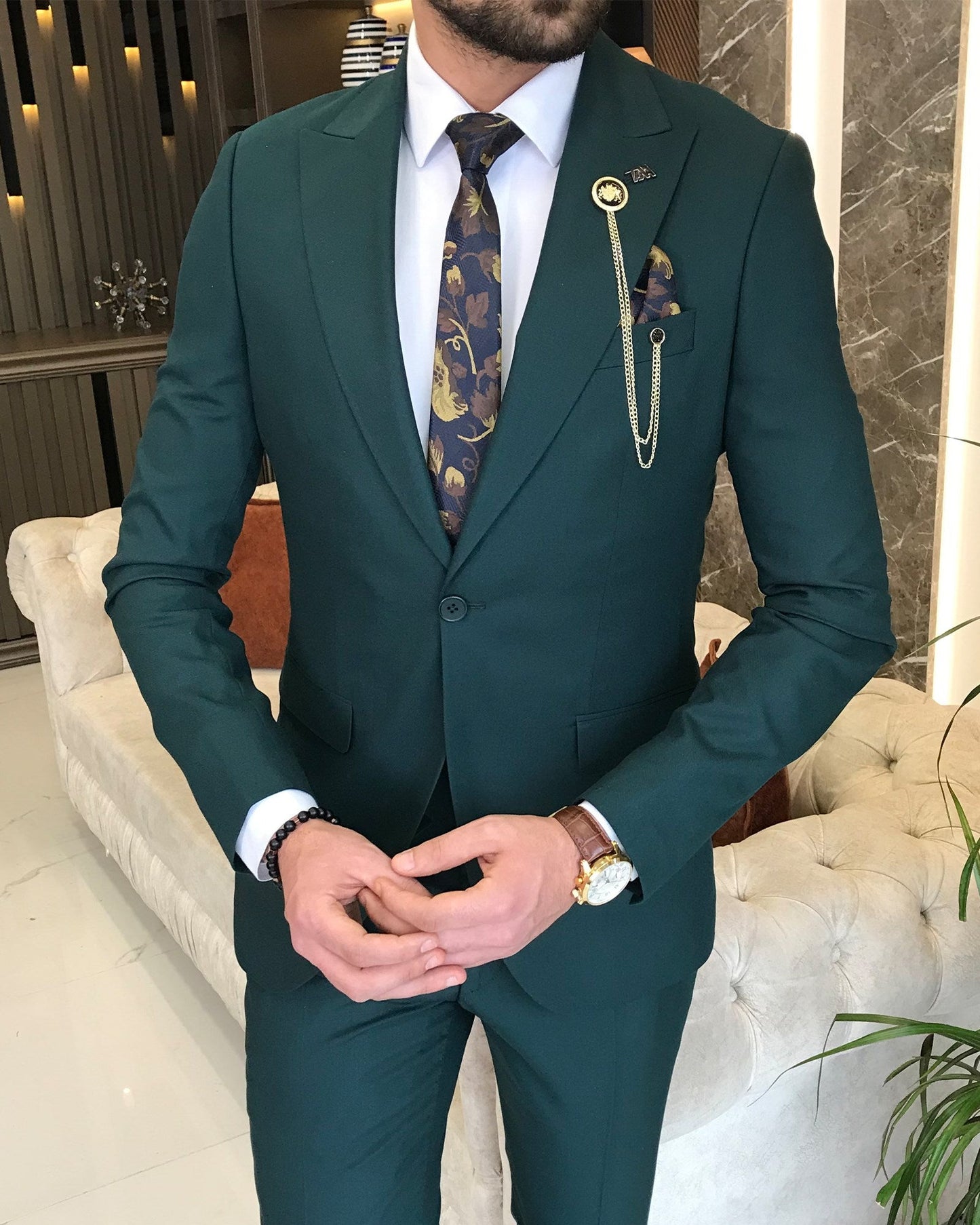 Mazonni Montreal Slim Fit Green Suit