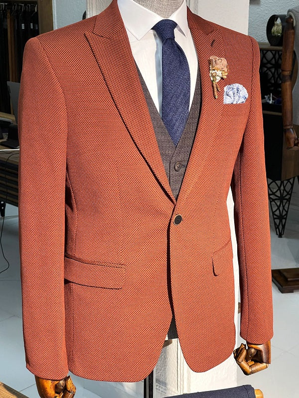 Mazonni Louis Tile Slim Fit Peak Lapel Wool Suit