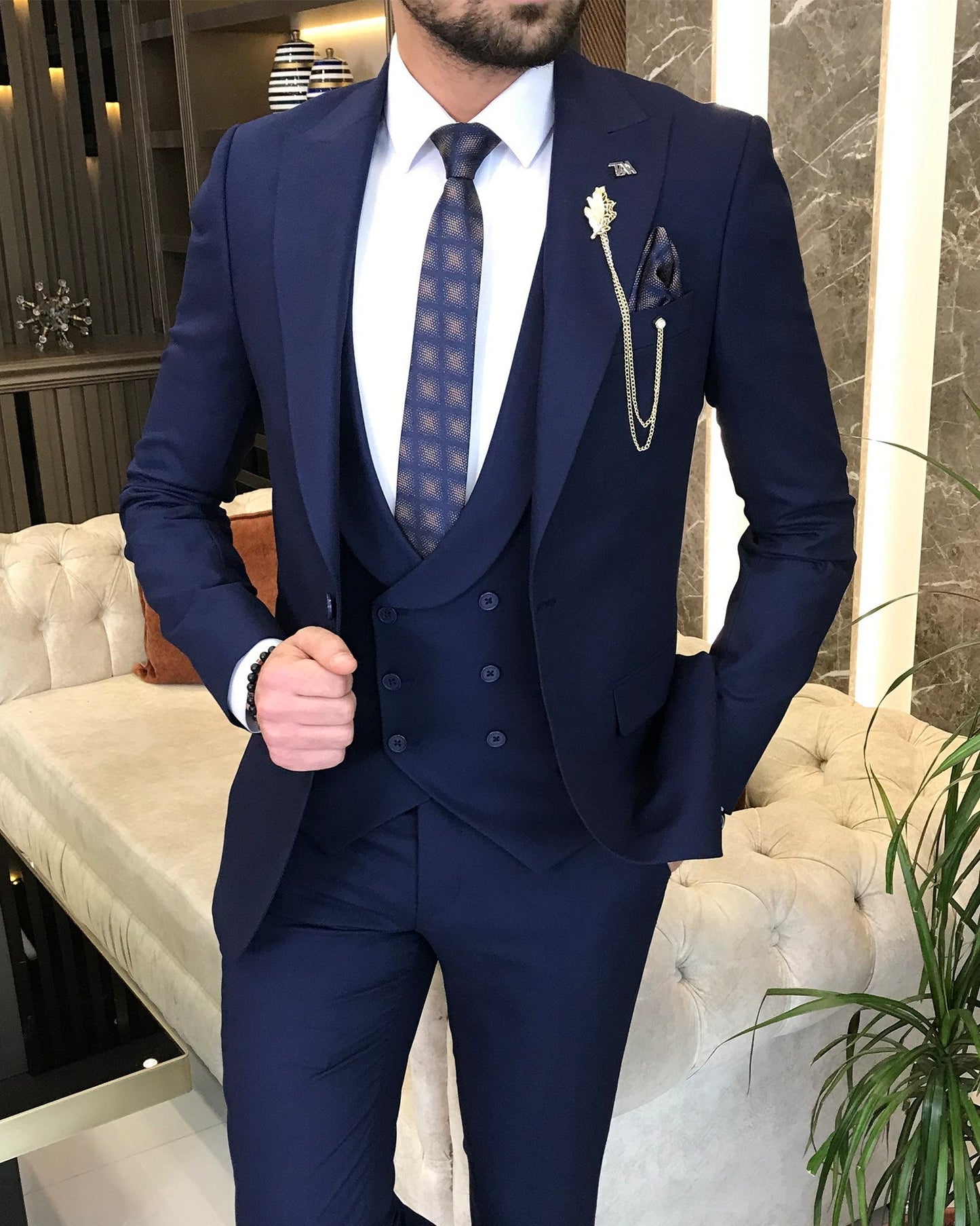 Mazonni Montreal Slim Fit Navy  Blue Suit