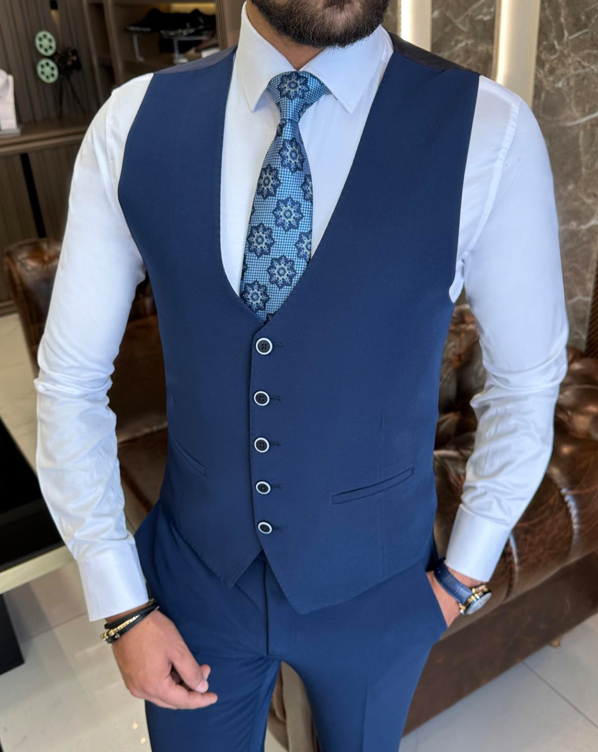 Mazonni Valencia Blue Slim Fit  Suit