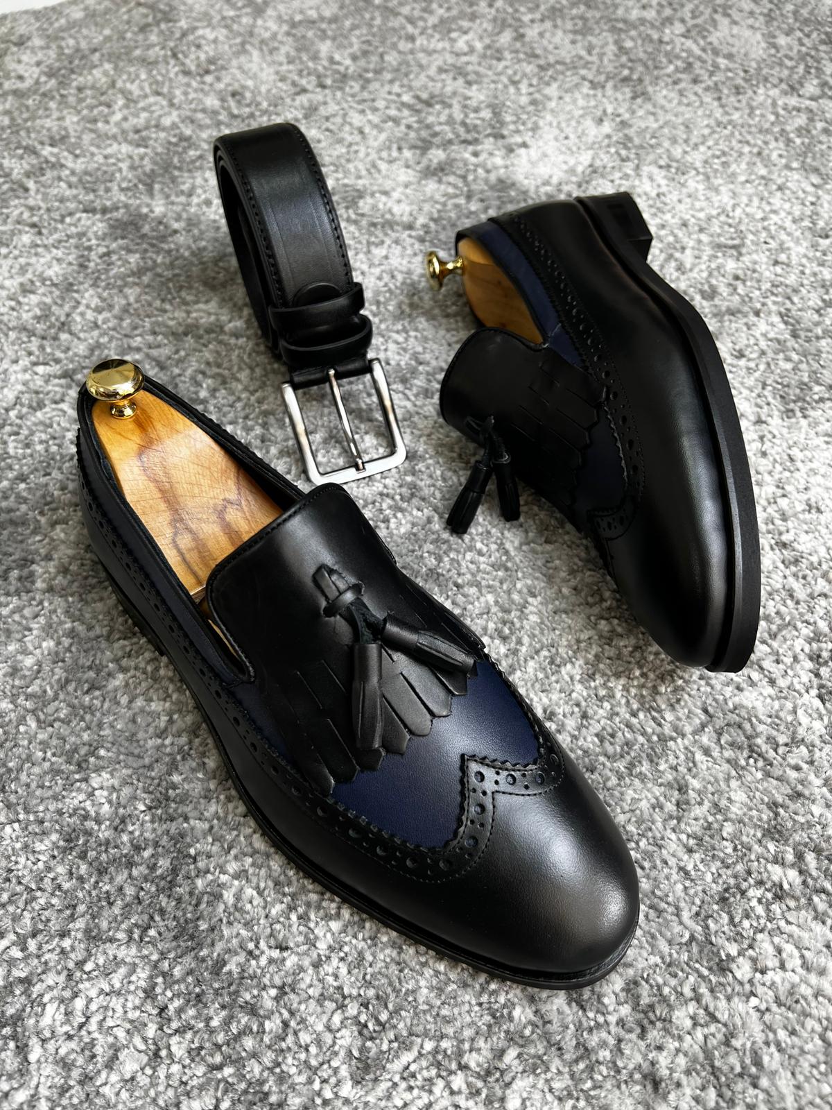 Madison Neolite Sole Tasseled Black & Navy Loafer