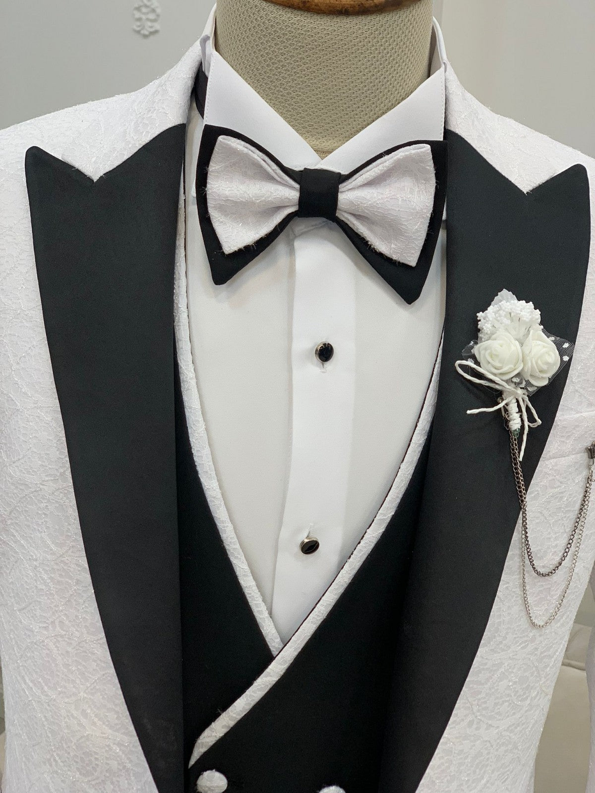 Partoni Diamond White Slim Fit Tuxedo