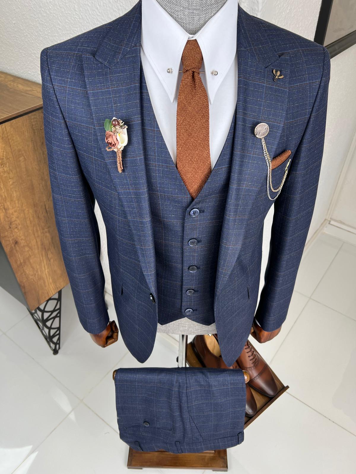 Luxe Slim Fit High Quality Navy Woolen Suit