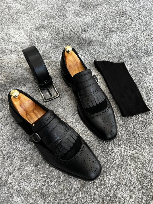 Mazonni Amato Neolite Sole Classic Black Tasseled Loafer