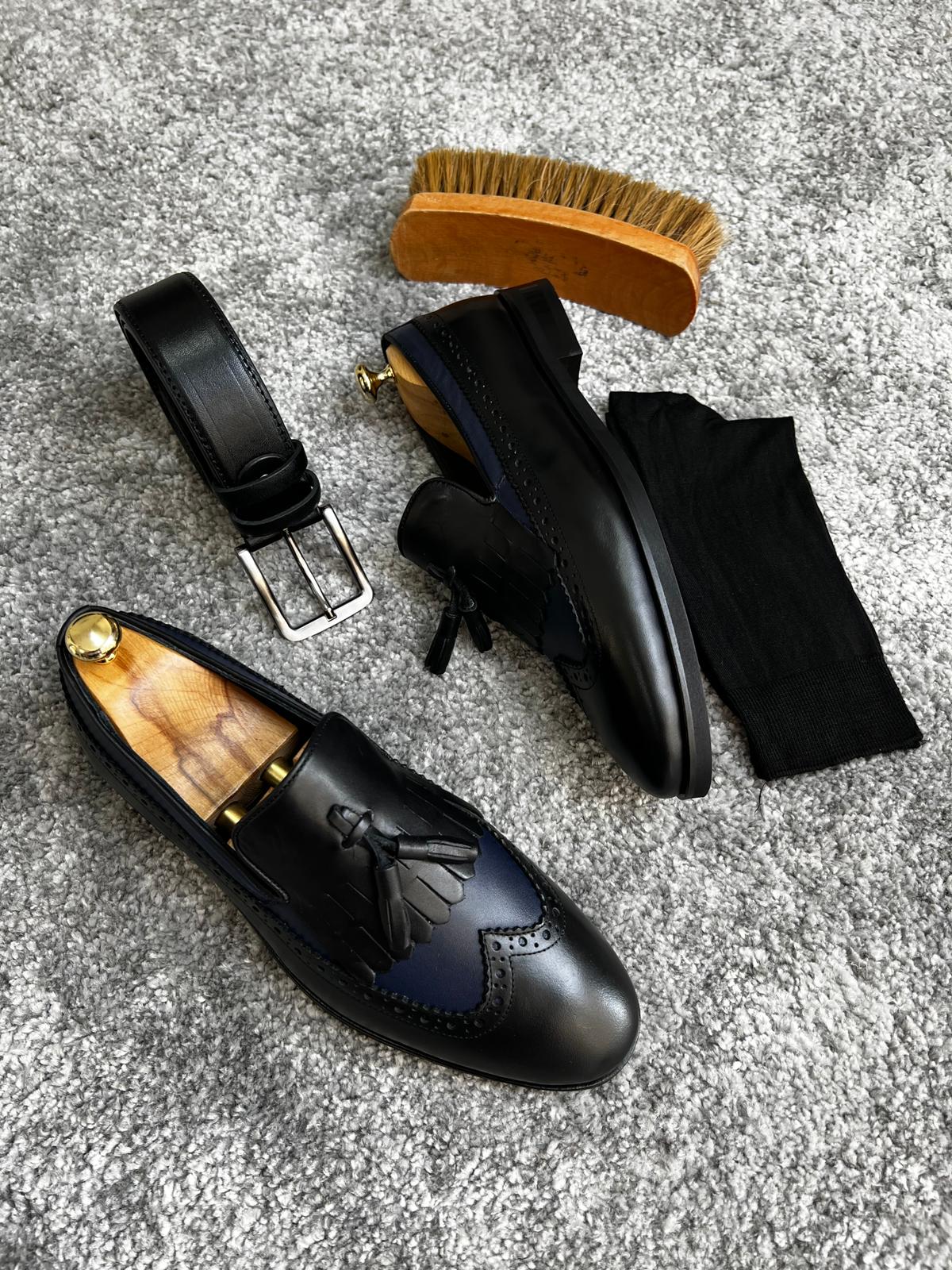 Madison Neolite Sole Tasseled Black & Navy Loafer