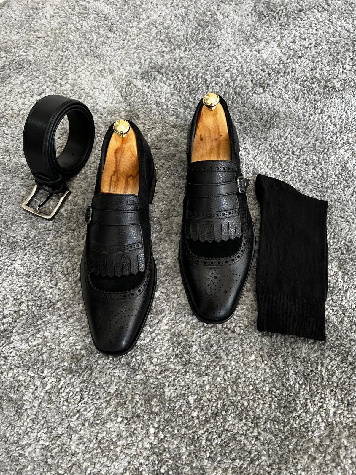 Mazonni Amato Neolite Sole Classic Black Tasseled Loafer