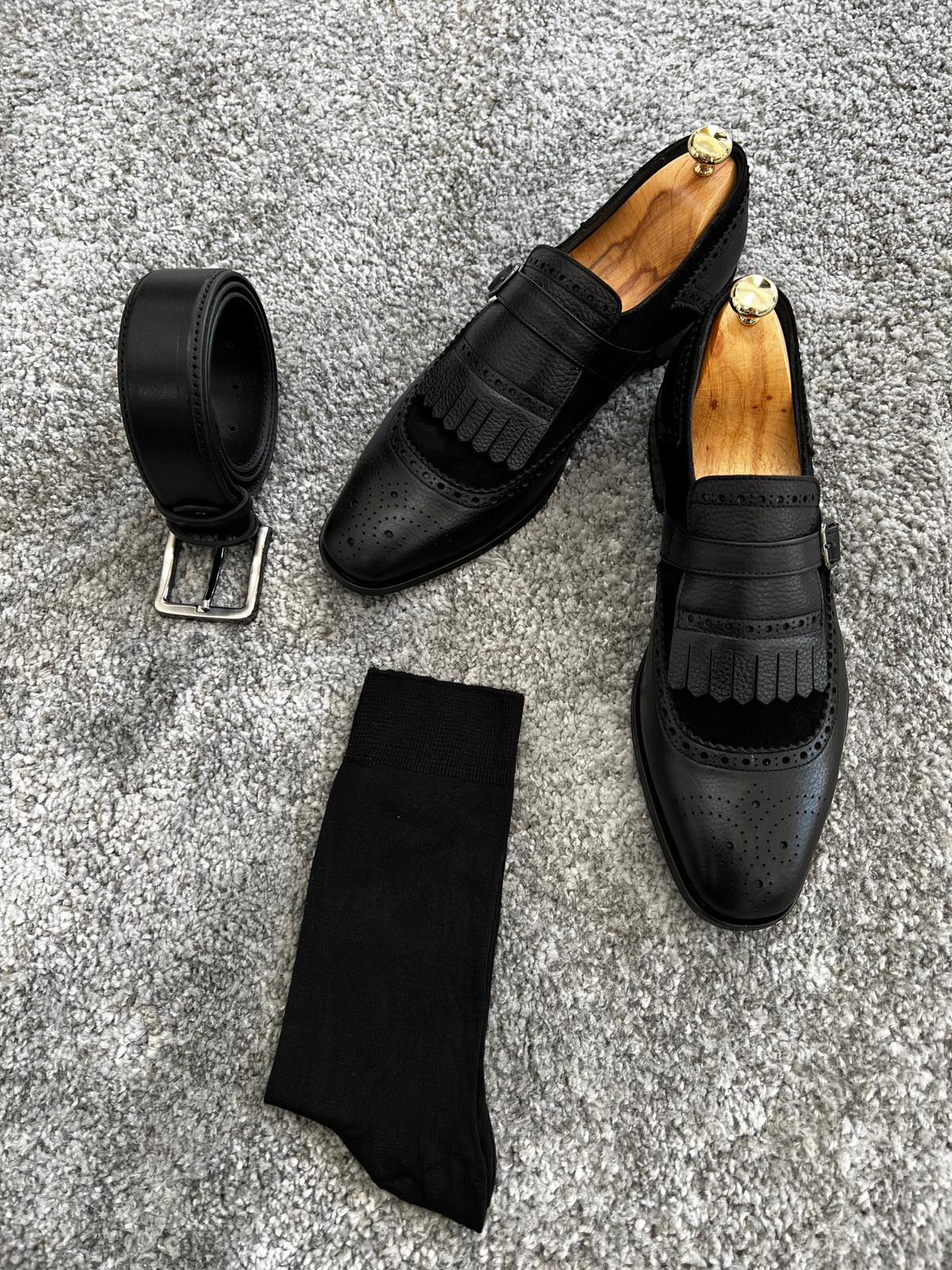 Mazonni Amato Neolite Sole Classic Black Tasseled Loafer