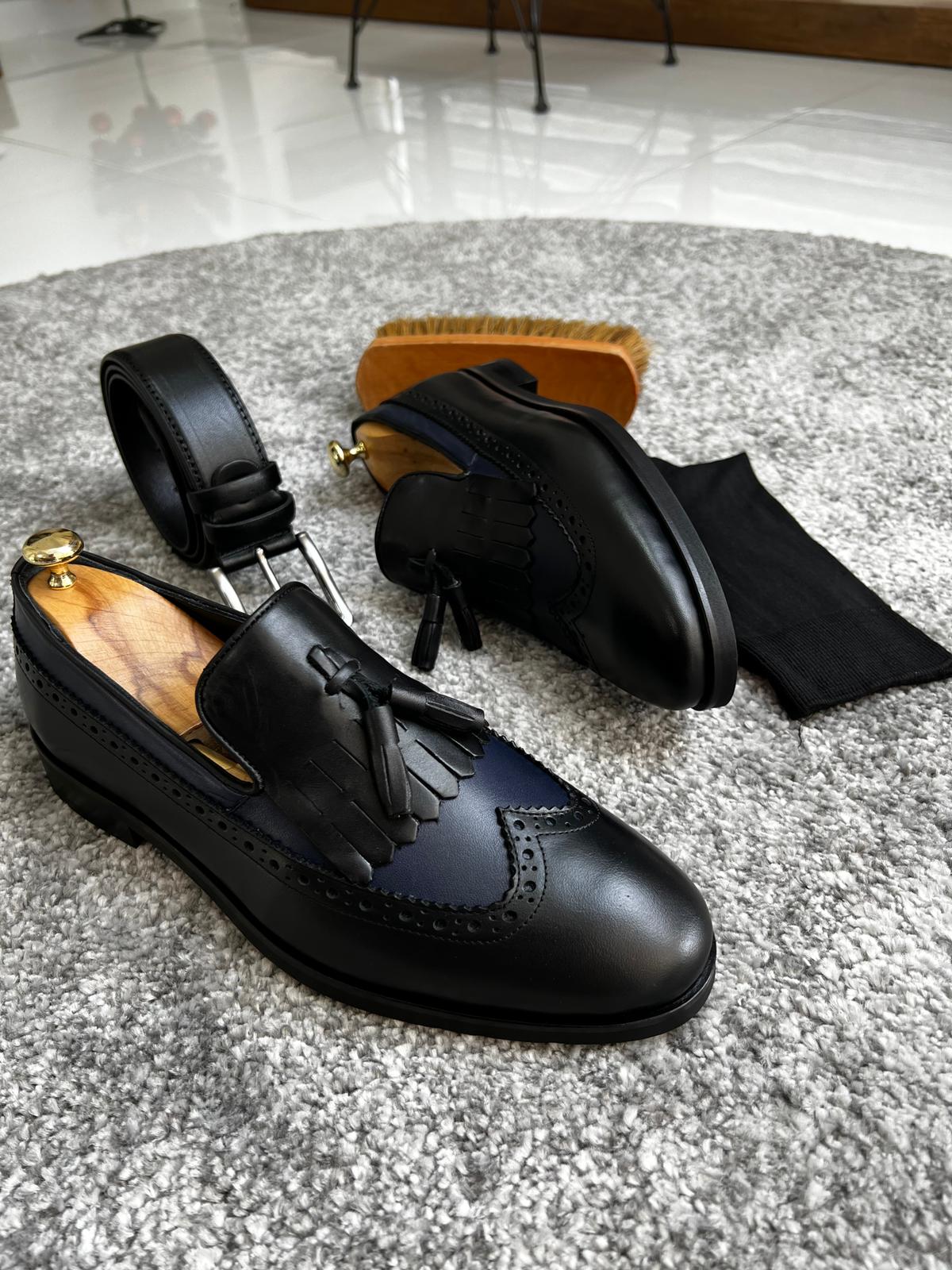 Madison Neolite Sole Tasseled Black & Navy Loafer