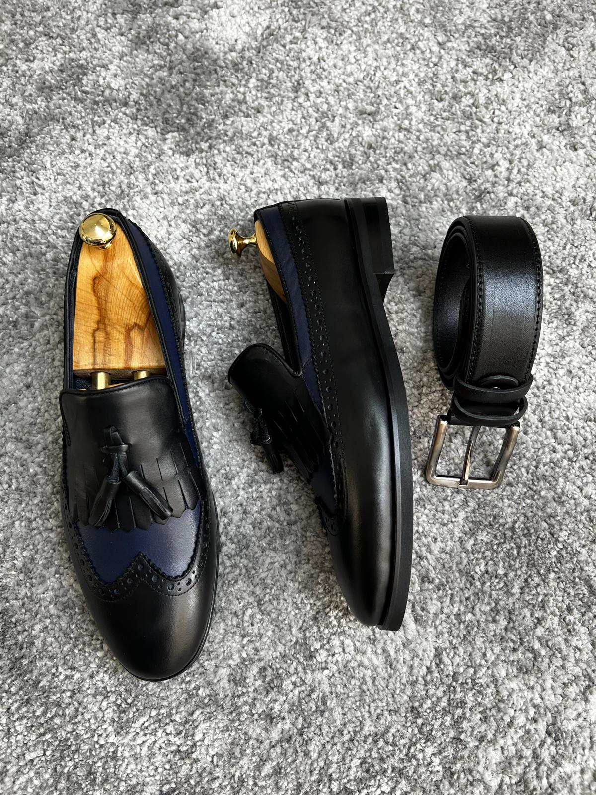 Madison Neolite Sole Tasseled Black & Navy Loafer