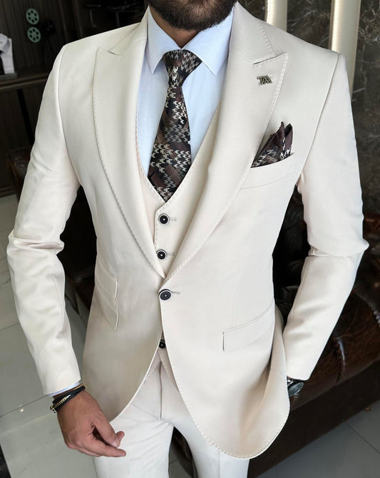 Mazonni Valencia Beige Slim Fit Suit