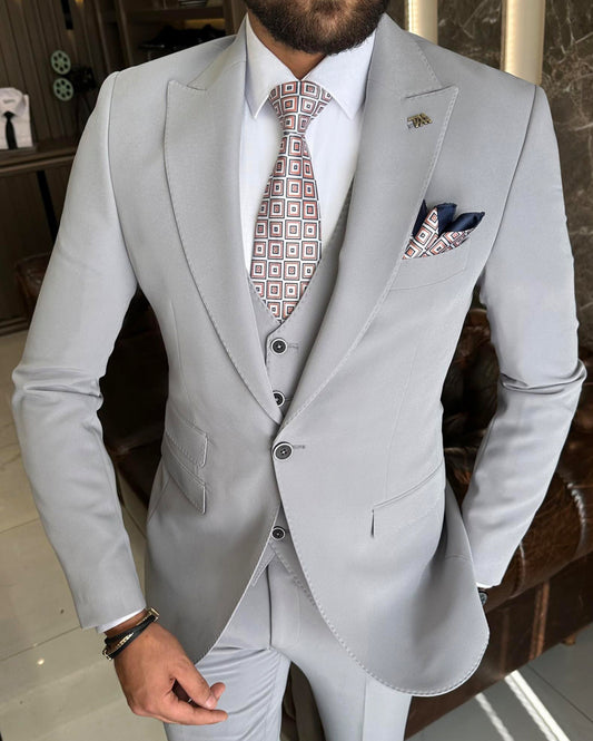 Mazonni Valencia Gray Slim Fit  Suit