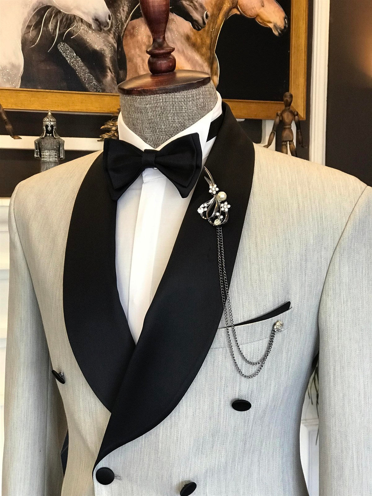 Mazonni Cagliari Grey Double Breasted Tuxedo 2-Piece