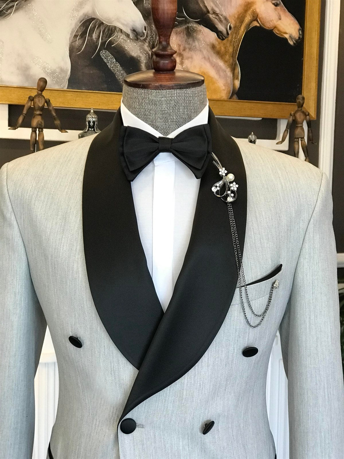 Mazonni Cagliari Grey Double Breasted Tuxedo 2-Piece