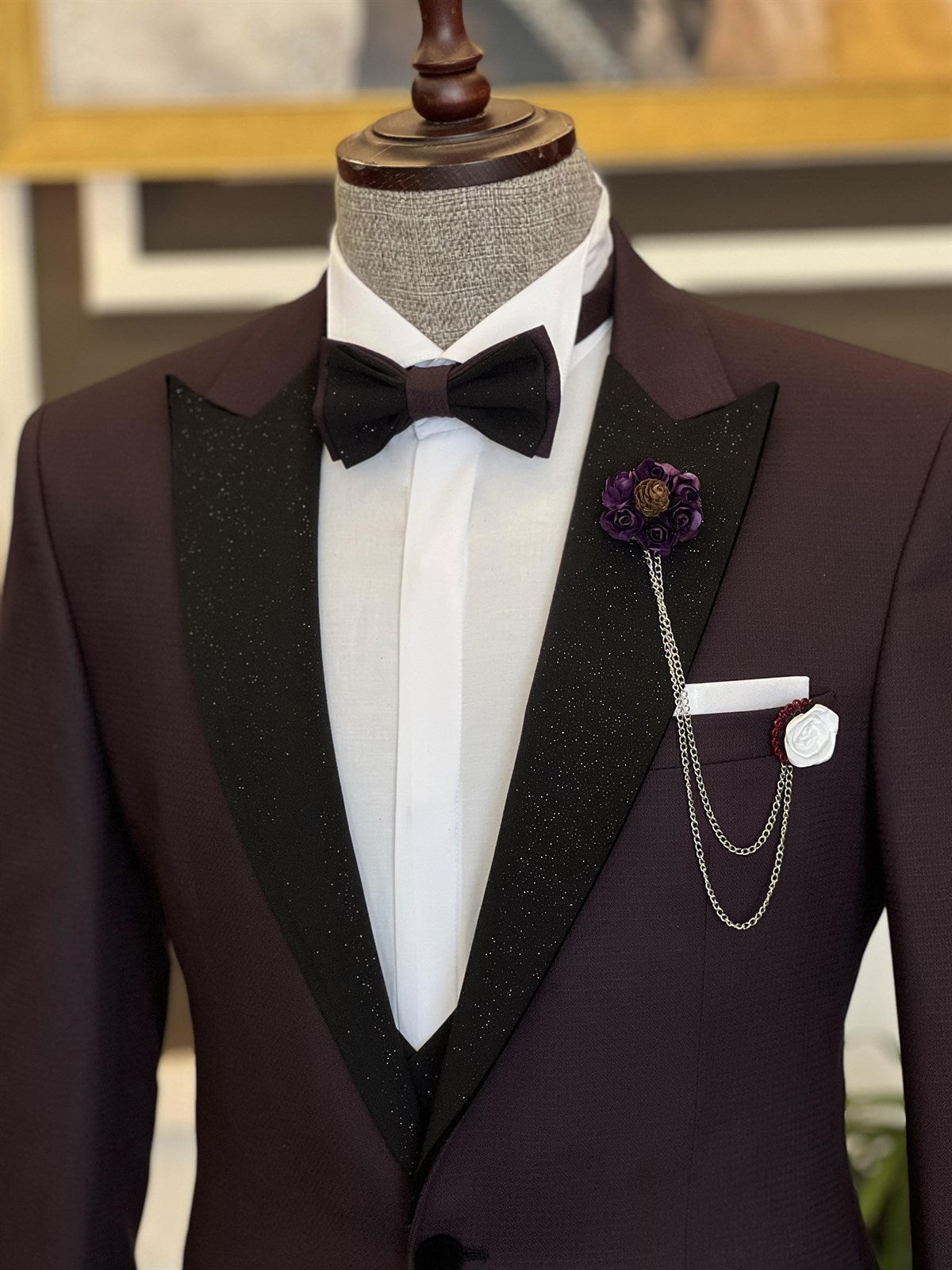 Mazonni Cagliari Bordeaux Slim-Fit Tuxedo 3-Piece