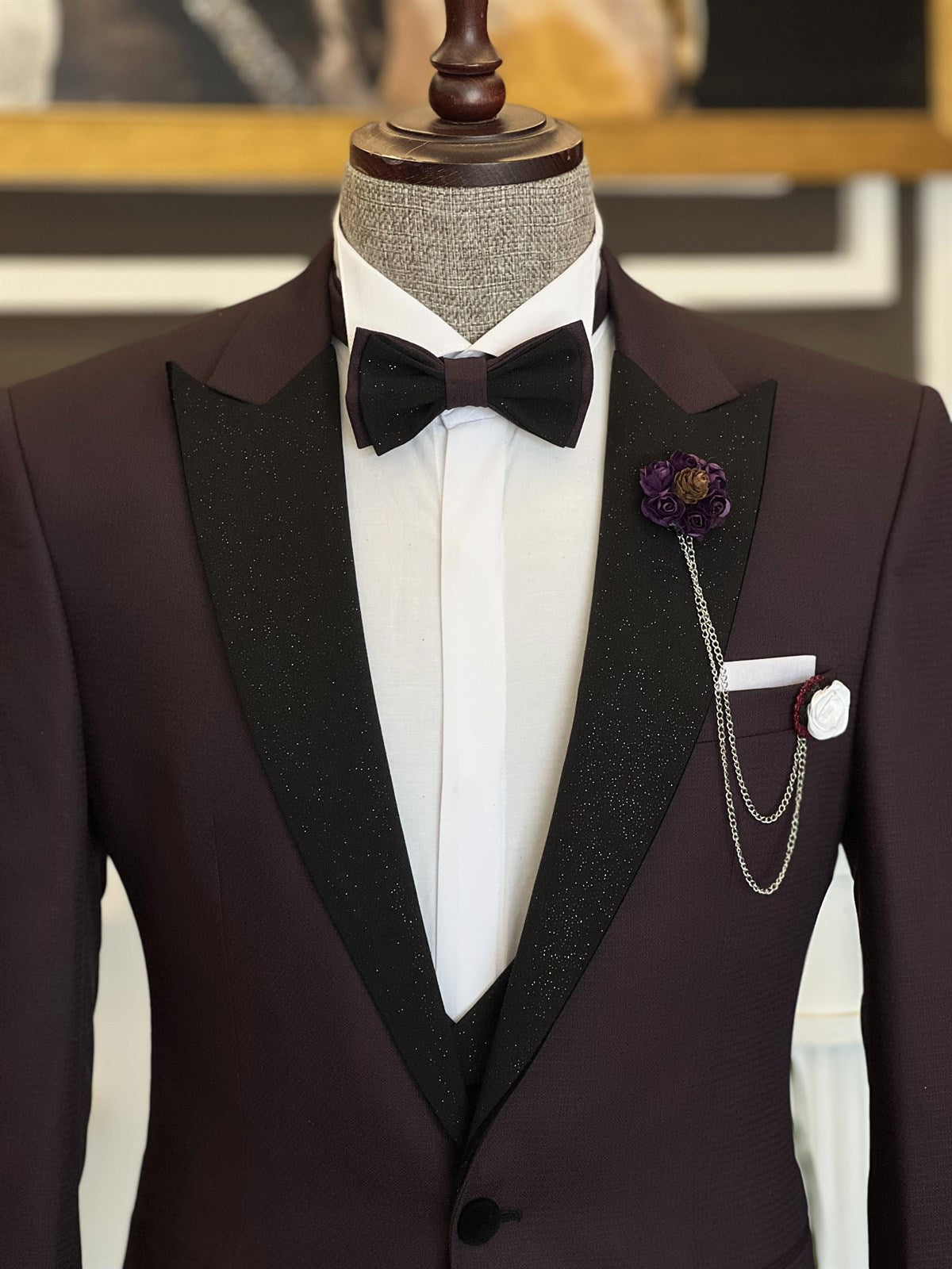 Mazonni Cagliari Bordeaux Slim-Fit Tuxedo 3-Piece