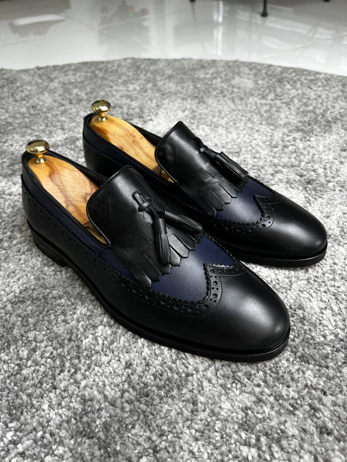 Madison Neolite Sole Tasseled Black & Navy Loafer