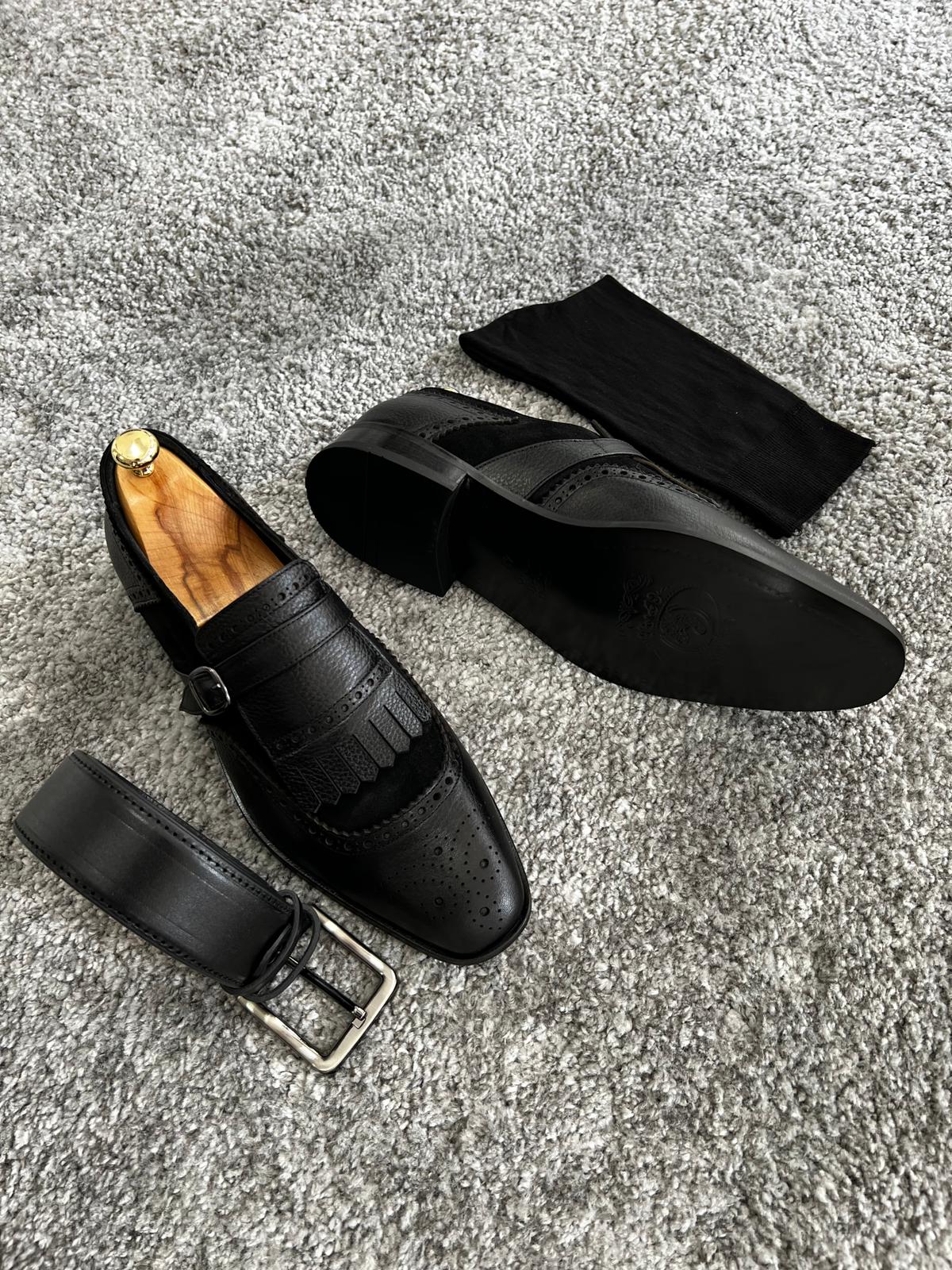 Mazonni Amato Neolite Sole Classic Black Tasseled Loafer