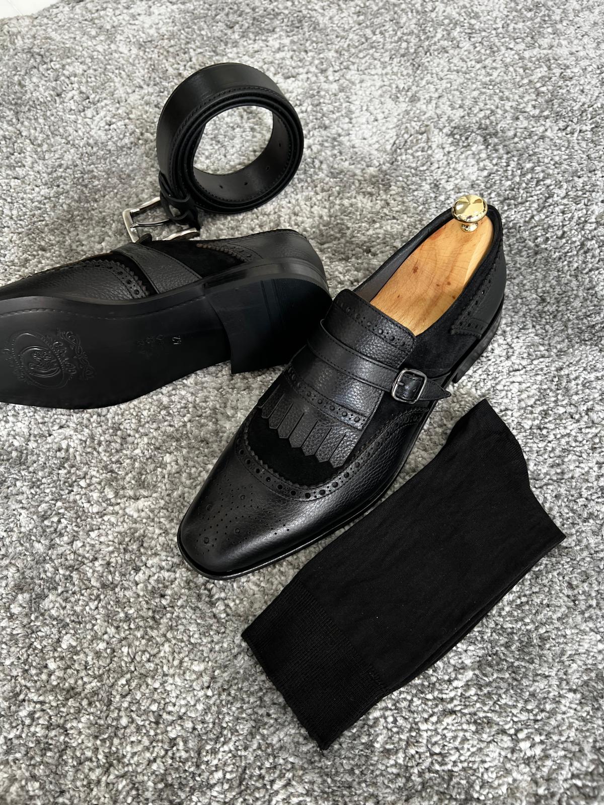 Mazonni Amato Neolite Sole Classic Black Tasseled Loafer