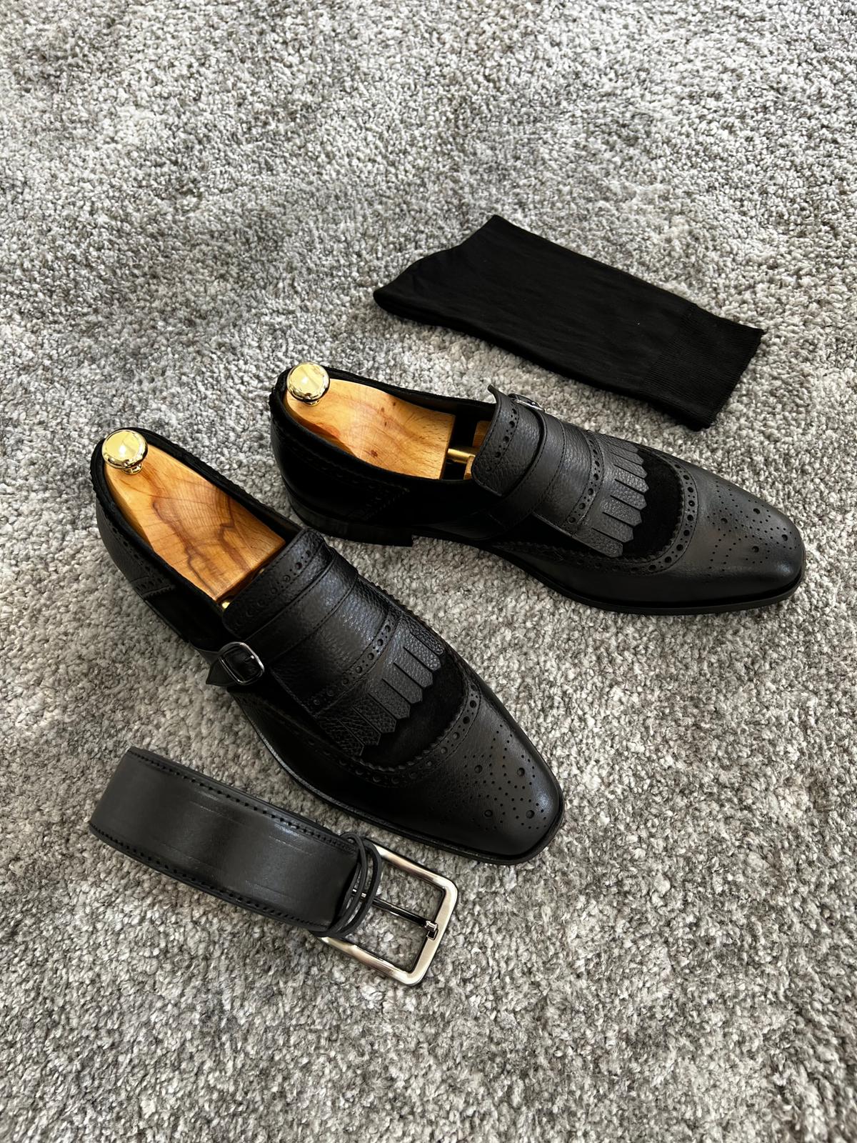 Mazonni Amato Neolite Sole Classic Black Tasseled Loafer