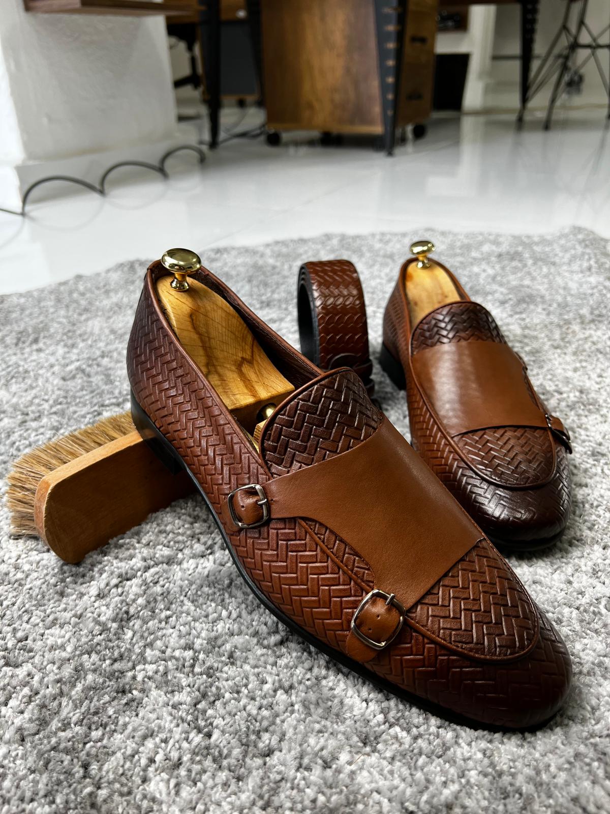 Mazonni Amato Special Edition Neolite Sole Double Buckled Tan Leather Loafer