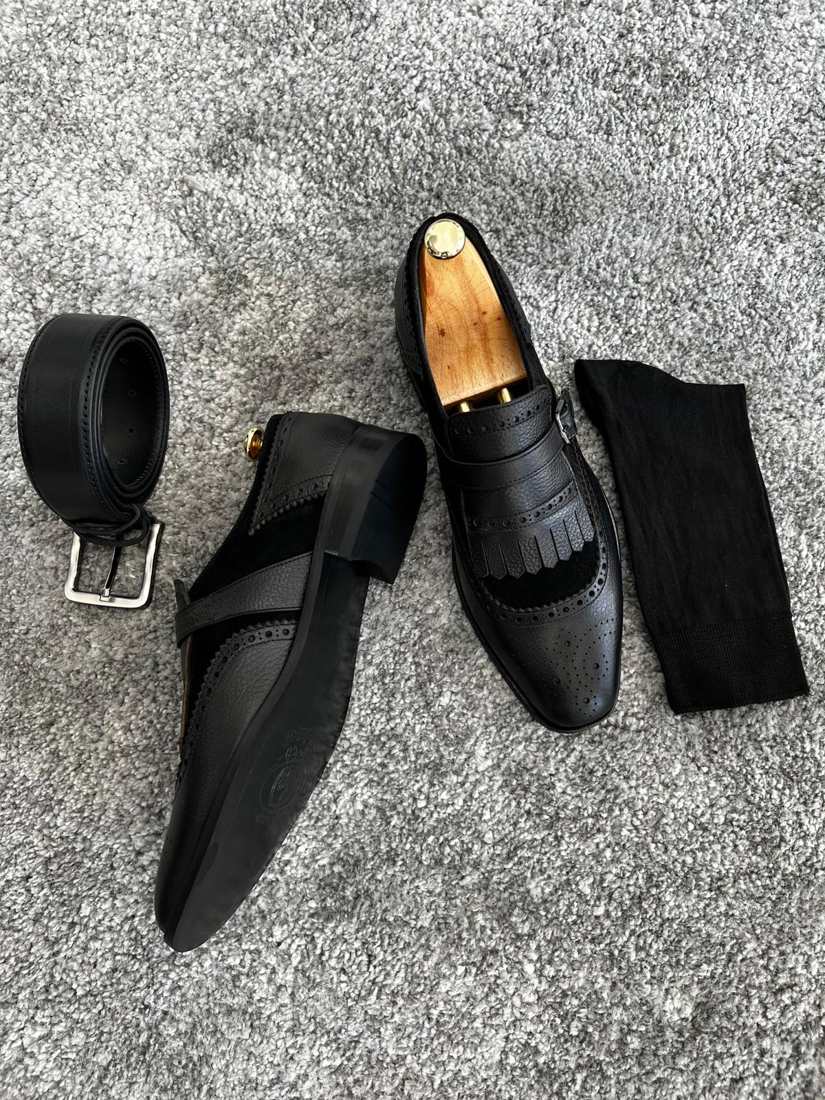 Mazonni Amato Neolite Sole Classic Black Tasseled Loafer