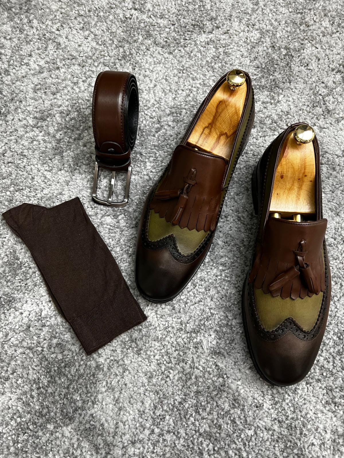 Madison Brown & Khaki Neolite Sole Tasseled Loafer