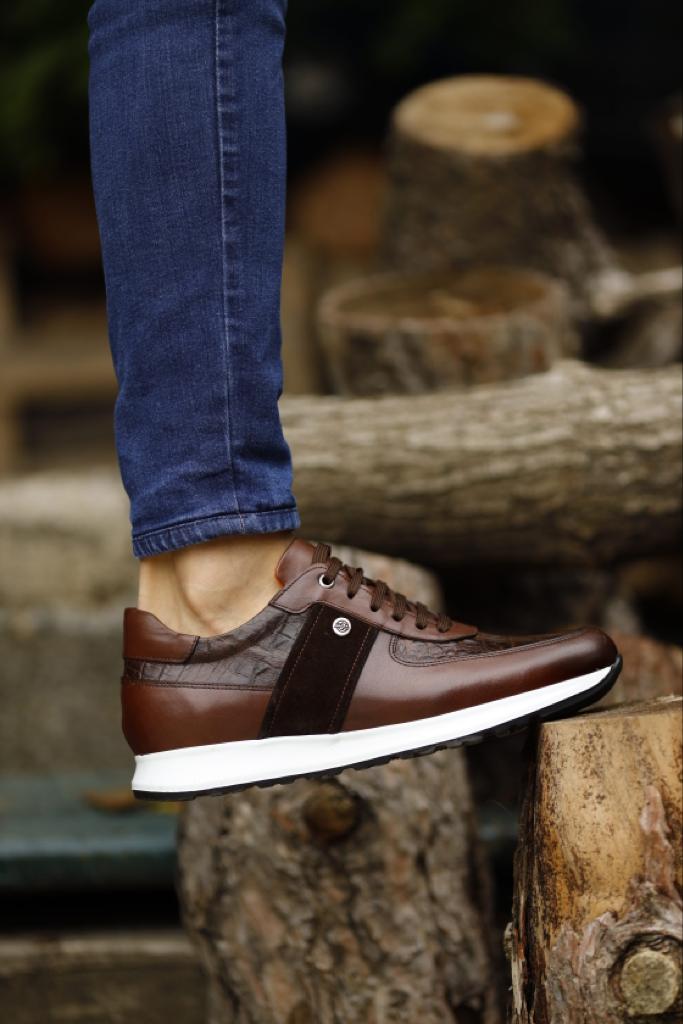 Leon Suede & Leather Detailed Brown Sneakers