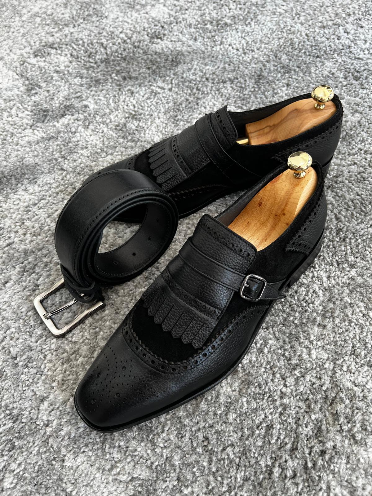 Mazonni Amato Neolite Sole Classic Black Tasseled Loafer