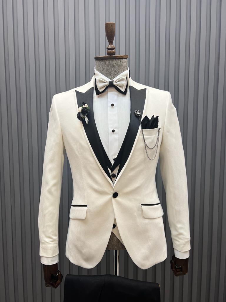 Mazonni Tommy Slim Fit White Tuxedo