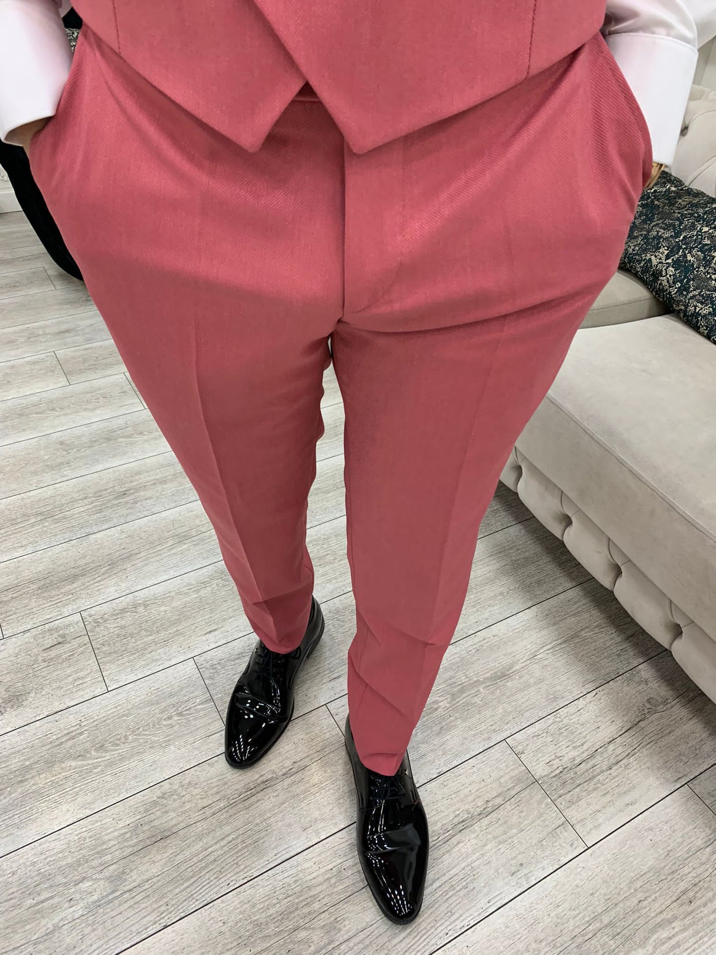 Mazonni Tishko Pink Velvet  Slim Fit Tuxedo