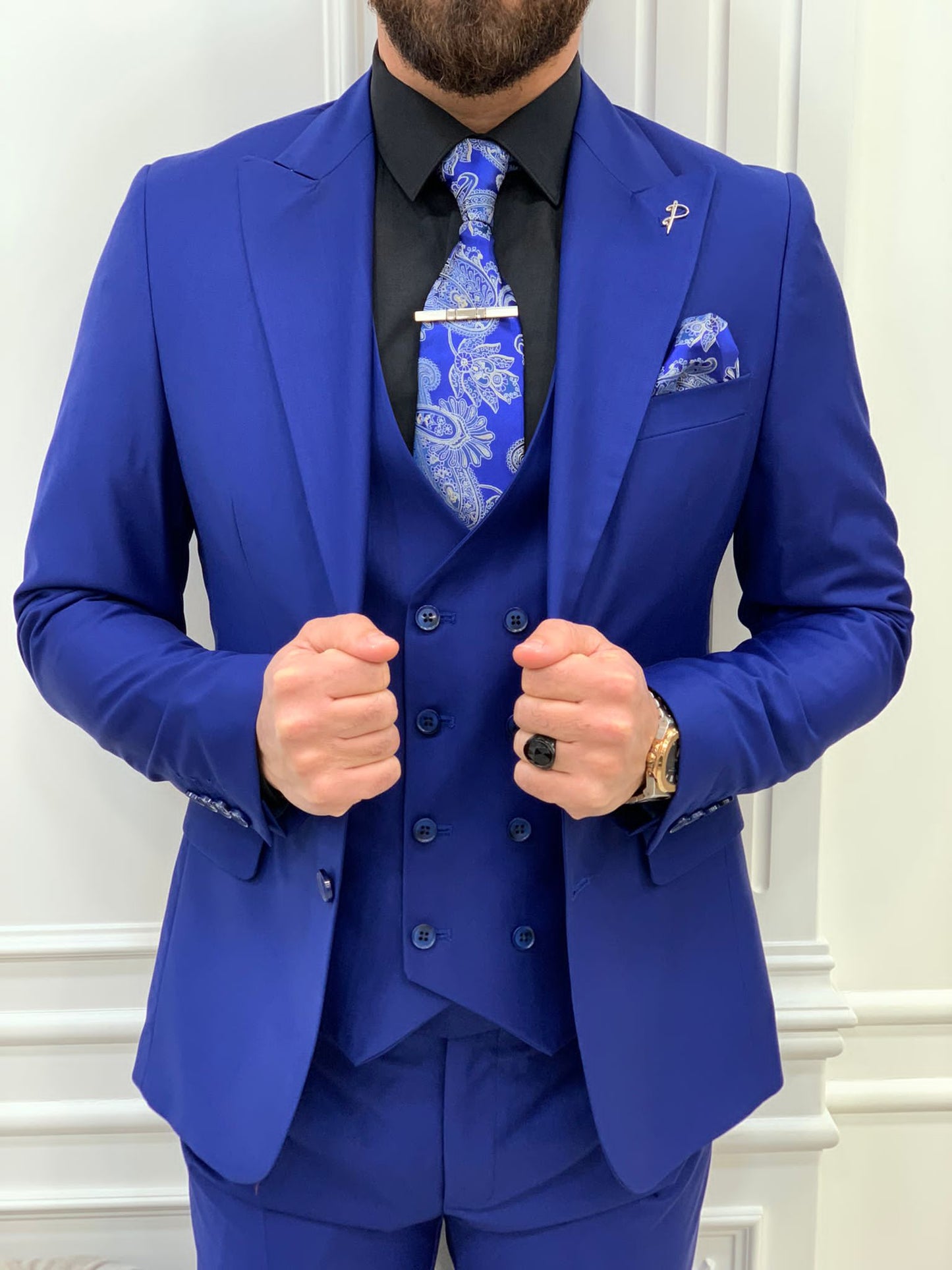 Mazonni Monte Sax Blue Slim Fit Suit