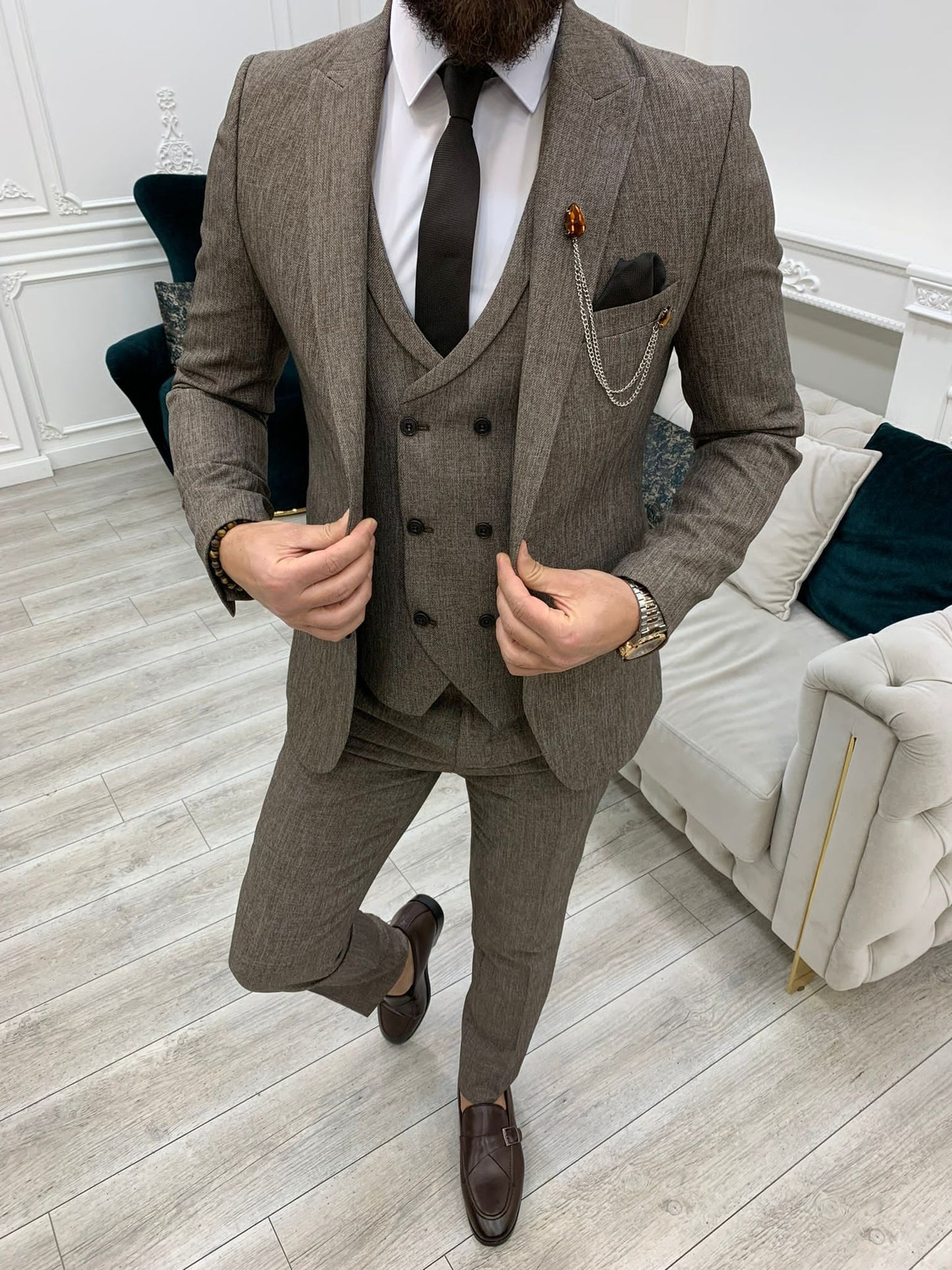 Mazonni Madison Brown Slim Fit Suit