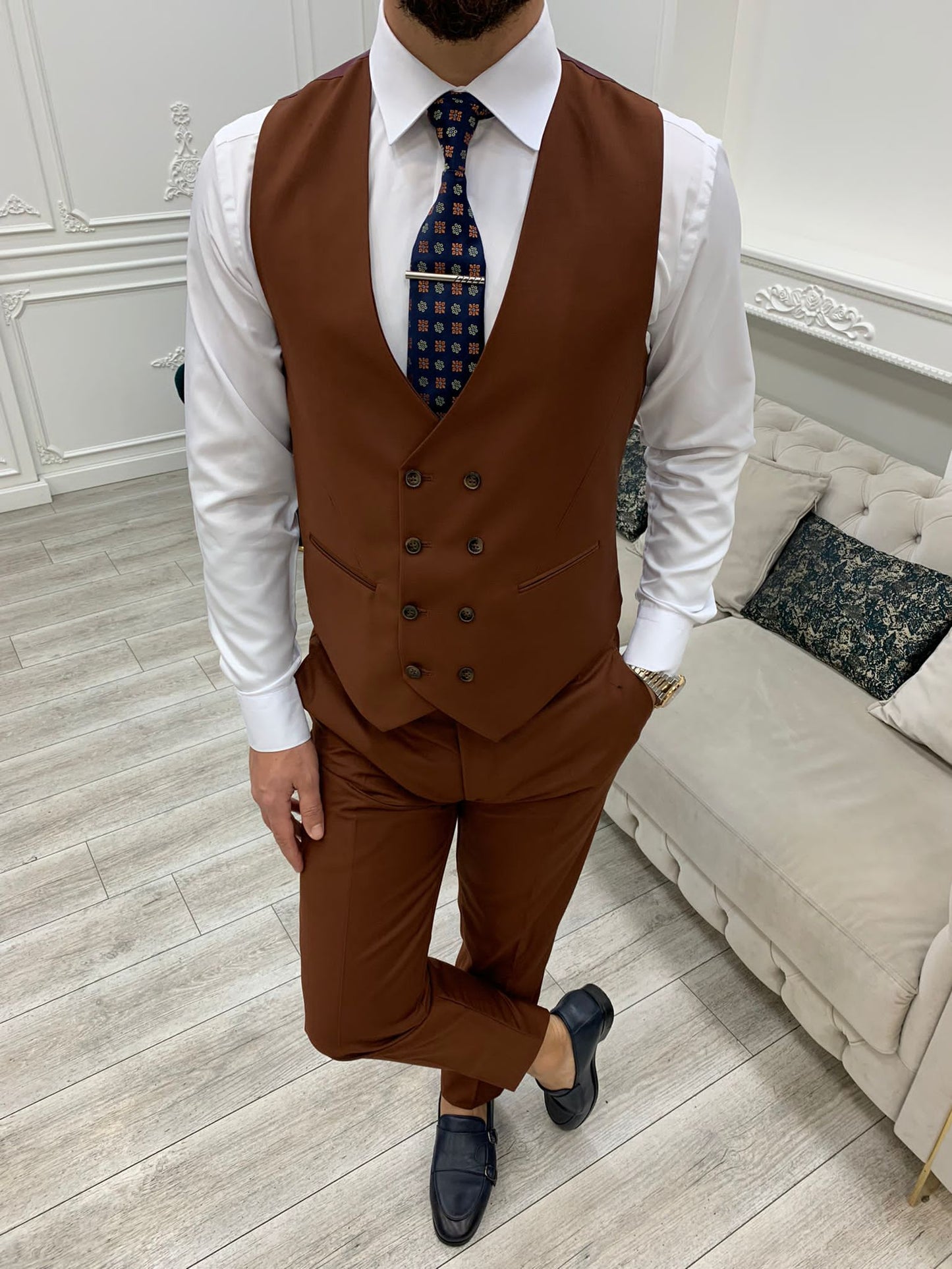 Mazonni Monte Tile  Slim Fit Suit