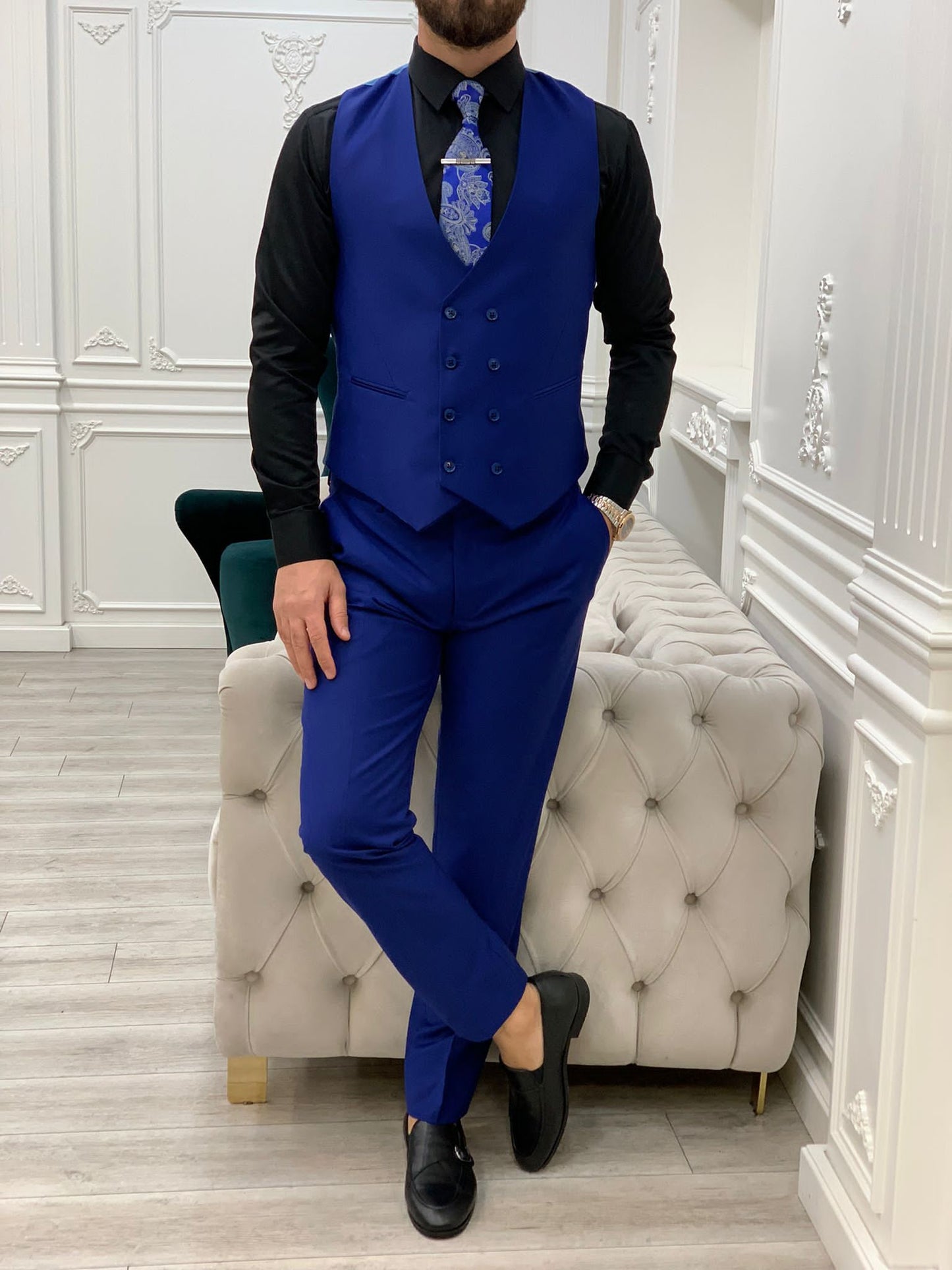 Mazonni Monte Sax Blue Slim Fit Suit