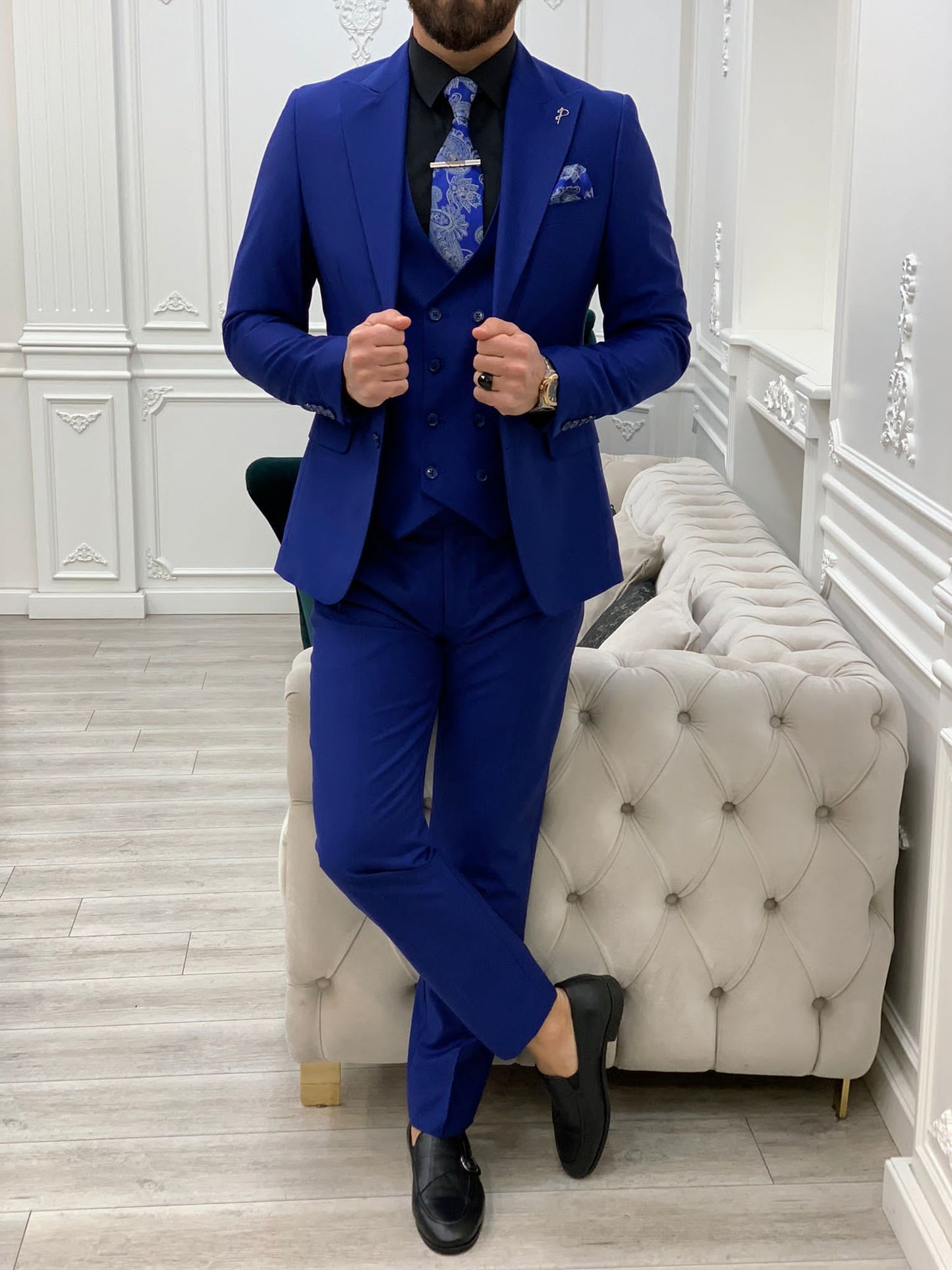 Mazonni Monte Sax Blue Slim Fit Suit