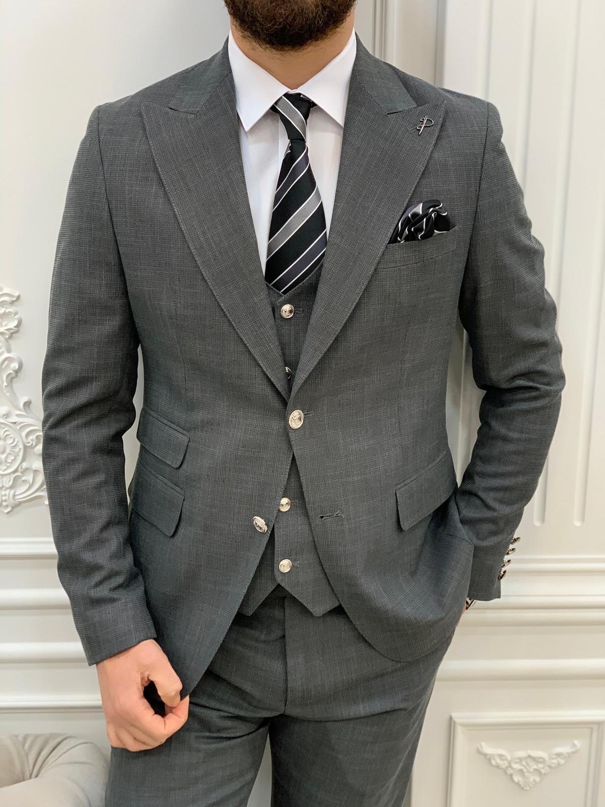 Mazonni Argeli Gray Slim Fit Suit